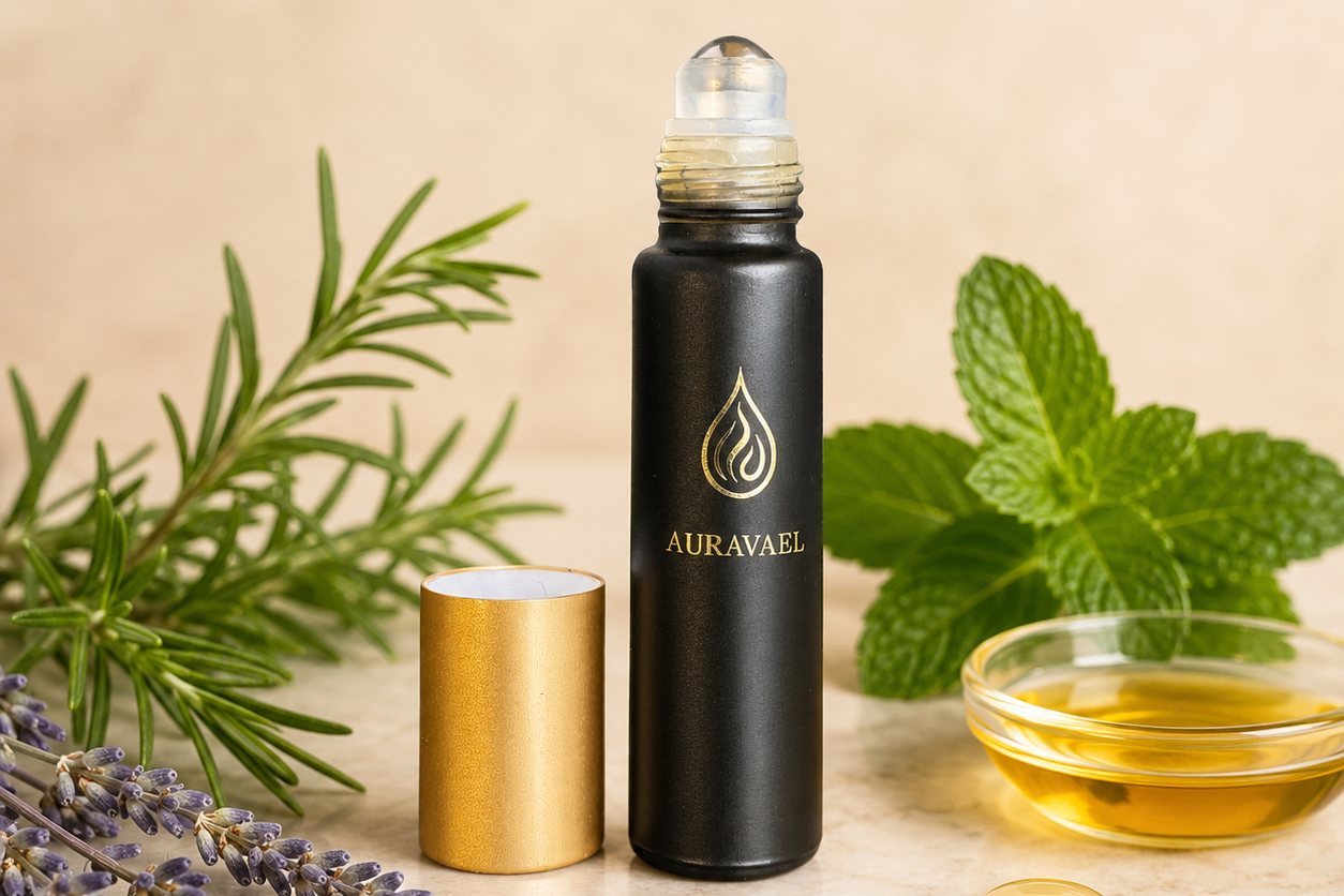 The serum's glass rollerball applicator